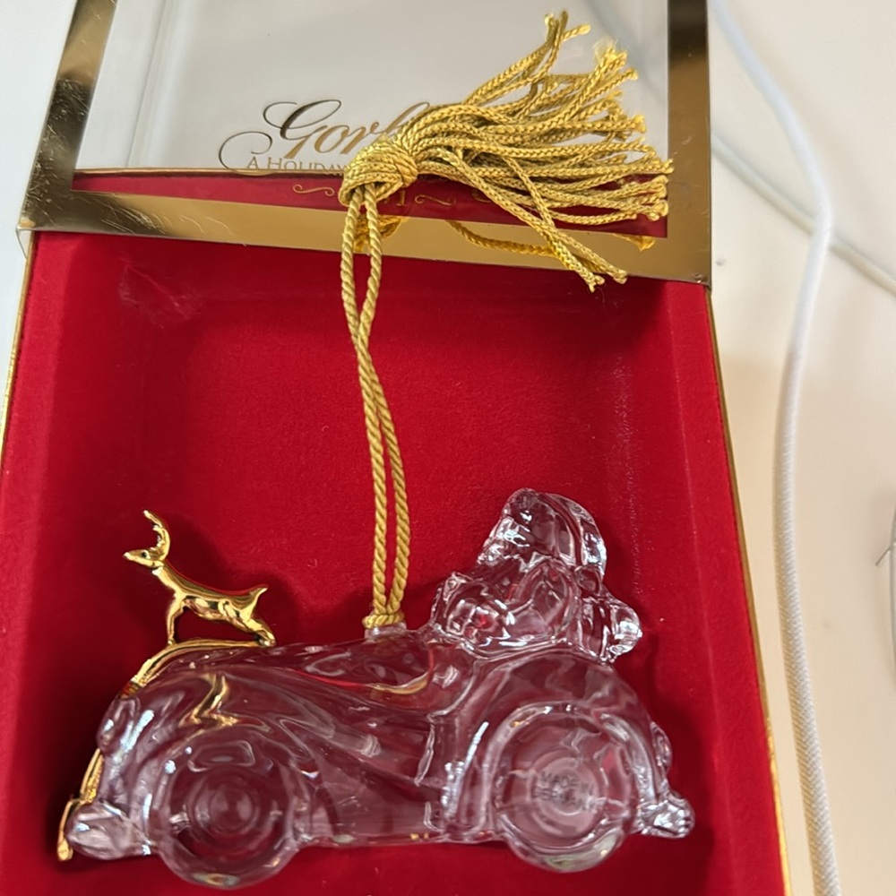 Gorham lead crystal ornament Santa’s roadster